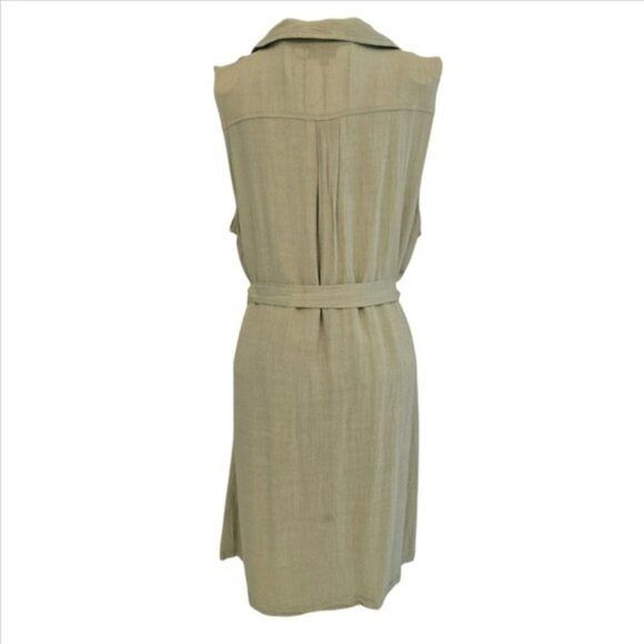 Zenobia Women's Mini Dress Size 1XL Light Green Button Down Sleeveless Tie Belt - Picture 15 of 16